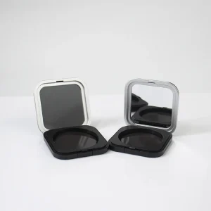 Hard Square Black ABS Empty Makeup Case with Mirror Recycled Materials Blush Compatible