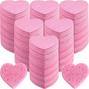 Heart Shape Compressed Facial Sponges Spa Sponges for Facial Cleansing Exfoliating Mask Makeup Remover