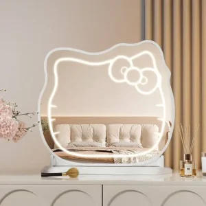 Hello Cat Cartoon Makeup Mirror with Light Dressing Table Vanity Factory Direct Sales