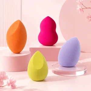 High End Washable Non Latex Hydrophilic Ultra Soft Makeup Sponge Blender Puff in Variety Colors Shapes Face Foundation