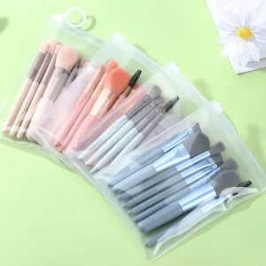 High Mini Fashion 8 Piece Portable Flat Makeup Brush Set for Face for Travel Foundation Blush Eye Shadow Powder Application