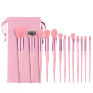 High Quality 14 Piece Makeup Brushes Set Synthetic Hair Angular Blush & Eye Shadow Face Foundation Powder Daily Use