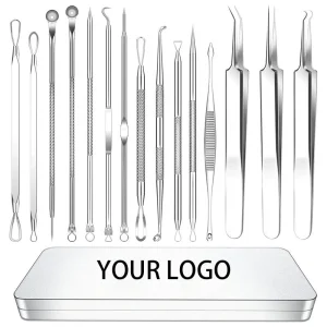 High Quality 15 Piece Acne Blackhead Removal Needle Set Deep Cleansing Facial Skin Care Tools Factory