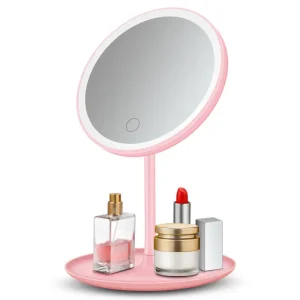 High Quality 3 Color Lighted Small Tabletop Vanity Makeup Mirror for Bedroom and Dormitory