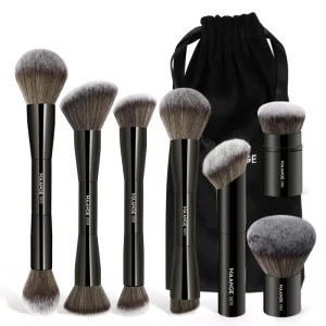 High Quality 7-piece Makeup Brush Set Custom Natural Professional Beauty Brush Set with Brush Bag