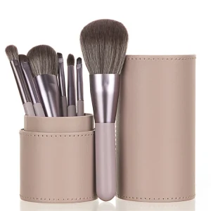 High Quality 7pcs Makeup Brush Holder Powder Blush Cosmetic Tools Portable Travel Size Mini Makeup Brush Set With Private Label