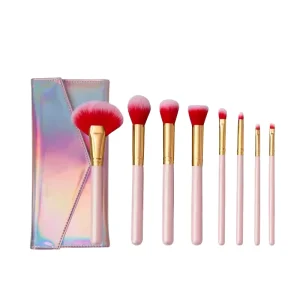 High Quality 8pcs Professional Customizable Face Handle Angled Foundation Cruelty Free Synthetic Hair Makeup Brush Set