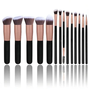 High Quality ABS Black Make up Brush Set 12pc 14pc 16pc 17pc Professional with Bag for Face Shaving