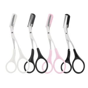 High Quality Black Beauty Trimmer Eyebrow Scissors With Comb for Personal Care Makeup Scissors