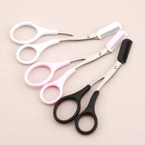 High Quality Black Beauty Trimmer Eyebrow Scissors With Comb for Personal Care Makeup Scissors