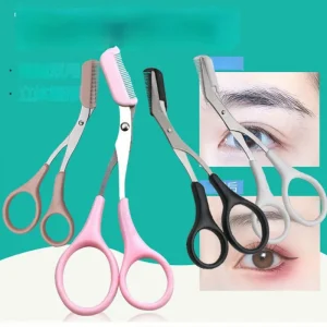 High Quality Black Beauty Trimmer Eyebrow Scissors with Comb for Personal Care Makeup Scissors