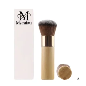 High Quality Custom Private Label Single Concealer Makeup Brush Brown Resin Handle Carbonized Tip Synthetic Hair Flat Face Use