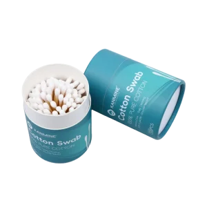 High Quality Double Head Cleaning Ear Cotton Bud 100pcs Bamboo Stick Cotton Swab with Paper Round Box