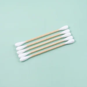 High Quality Double Round Head Ear Cleaning 300Pcs Cotton Swab Wooden Sticks Cotton Bud With Bags