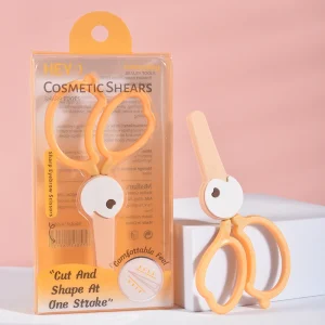 High Quality Eyebrow Grooming Scissors Curved Straight Brow Shaping Scissors with Plastic Safety Cover
