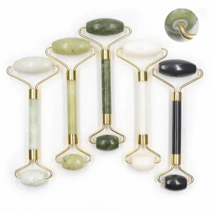 High Quality Facial Jade Gemstone Massage Anti Aging Natural Xiuyu Green Jade Roller Guasha Facial Roller