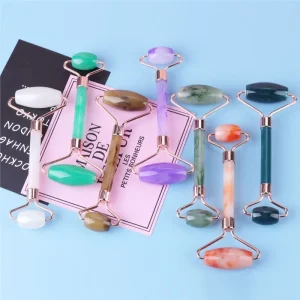 High Quality Facial Manual Jade Massager Dual Head Roller Facial Massager Beauty Tool Set