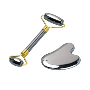 High Quality Polishing Skin Care Massage Tools Terahertz Facial Gua Sha Roller Set for Facial Massager Jade Facial