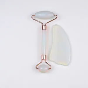 High Quality Portable Facial Massage Jade Roller and Gua Sha Set for Face Application
