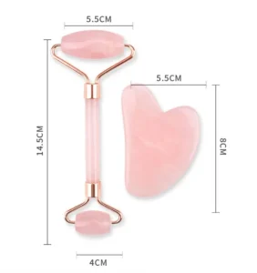 High Quality Rose Quartz Jade Roller Gua Sha Set with Box