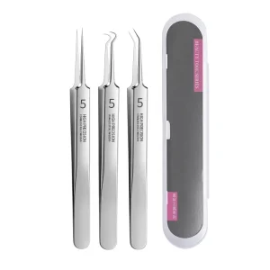 High Quality Stainless Steel Beauty Salon Needle Tools Ultra Fine Cell Pimple Extractor Clip Tweezers for Acne Blackhead Face