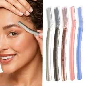 High end Metal Replaceable Blades Silver Gold Facial Professional Eyebrow Dermaplane Razor Trimmer Shaper for Face