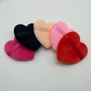 High quality Custom Printed Heart Velvet Powder Puff Makeup Sponge Face Makeup Portable Private Label