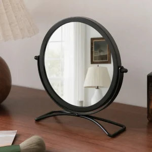 High value Ins Style Small Metal Single Sided Desktop Stand Up Mirror for Makeup and Dressing Student Home Dormitory Use