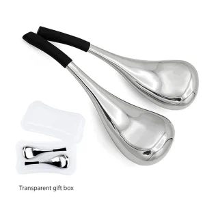 Hockey Style Golden Stainless Steel Facial Massage Spoons Reusable Cold Roller for Face Neck Massage De puffing Skin Care Tool
