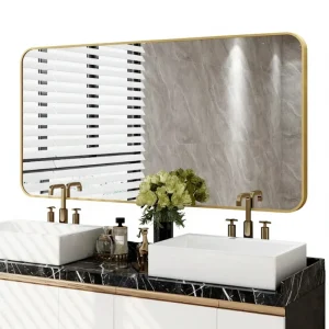 Home Bathroom Makeup Mirror No Drilling Wall Mounted Self Adhesive Minimalist Rectangular Student Dormitory