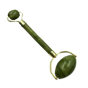 HongYu Handheld Xiuyan Jade Stone Green Facial Massager with Relax Function Face Massage Roller Gua Sha Set Customized Packaging