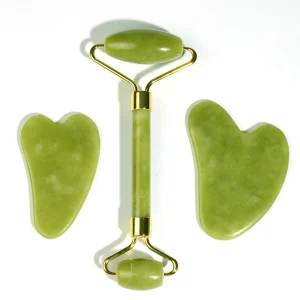 Hongzhuo Natural Quartz Jade Facial Roller & Gua Sha Board Set for Anti Aging Eco Friendly Beauty Care