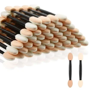 Hot Selling 50Pcs Double Sided Eyeshadow Applicators 2.4 Inch Black Disposable Eye Shadow Makeup Brush Sticks