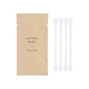 Hotel Travel Disposable White 4-Piece Cotton Swabs Paper Stick Round Head Cotton Buds