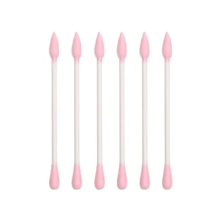 Hypoallergenic Baby 200 Pieces Cusp Round Pink Head Paper Sticks Cotton Bud With Round Boxes