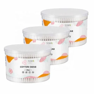 Hypoallergenic Double End Plastic Stem Cotton Buds Soft Cotton Qtips for Sensitive Skin Ear Care Makeup Removal