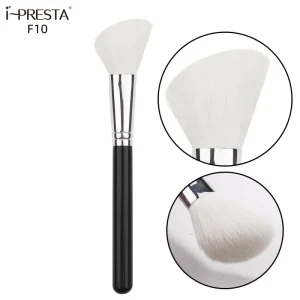 IPRESTA F10 Wood Handle Synthetic Hair Fan Blush Brush for Face Makeup