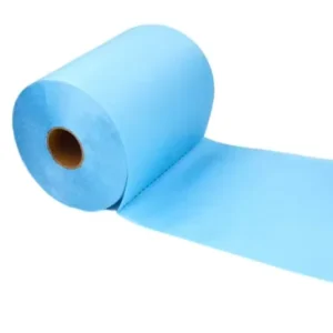 Industrial Dust Free Polyester Cleaning Cloths Large Roll in Blue and White Disposable Water and Oil Absorption