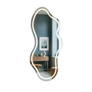 Irregular LED Full-length Mirror, Wall-mounted Wavy Makeup Mirror, Custom Size, Factory Direct Sales