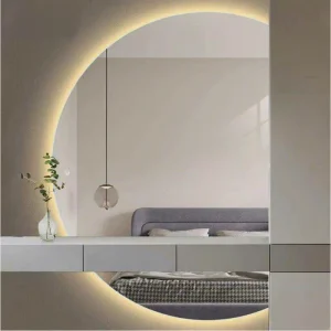 Irregular Touch Screen Control Anti Fog Smart Wall Mirror Led 3 Three Color Light Change Wall Mounted Smart Bathroom Mirror