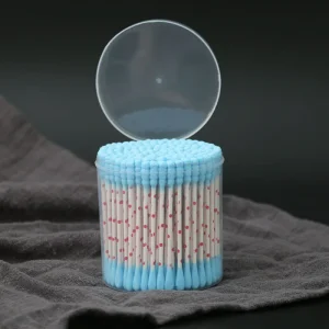JIEJIEYA Eco Cotton Buds Blue Disposable Swabs with Paper Stick 7.5cm for Baby Ear Cleaning