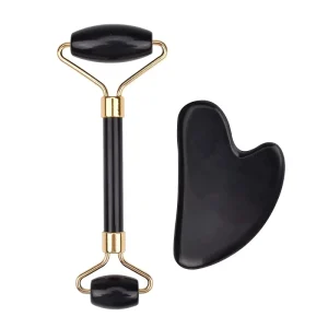 Jade Facial Roller Obsidian Quartz Face Massager with Eye Treatment Roller for Neck and Skin