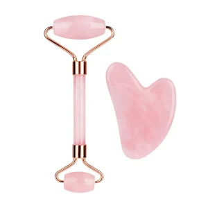 Jade Roller & Gua Sha Facial Beauty Roller Skin Care Tools Quartz Massager for Eyes Neck Body Muscle Relaxing Relieve Wrinkles