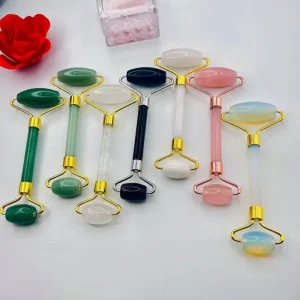 Jade Roller Powder Crystal Dual Head Roller Massager for Facial Care and Beauty
