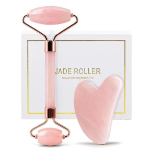 Jade Roller Rose Quartz Roller Facial Anti Aging Pink Face Roller and Gua Sha for Face