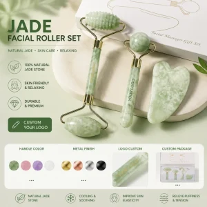 Jade Roller and Gua Sha Set for Body & Facial Massage Whitening Gift Set