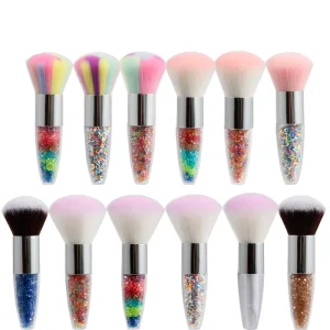 Kabuki Pink Crystal Clear Handle Fluffy Powder Blush Brush Single Makeup Cheek Brush