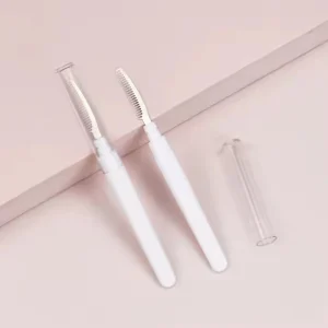 Kamanzi Custom Portable Mini Eyelash Curler with Mascara Brush Reusable Tools Plastic Handle Silicone Lid CN GUA