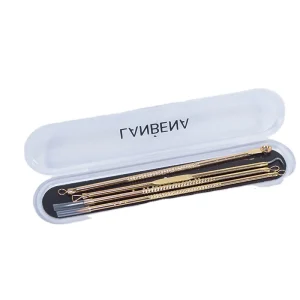 LANBENA Gold Acne Blackhead Removal Tool Set Stainless Extractor Needle Kit