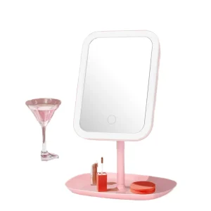 LED Desktop Makeup Mirror Portable Ins Style Small Vanity Mirror with Fill Light for Female Dormitory Use